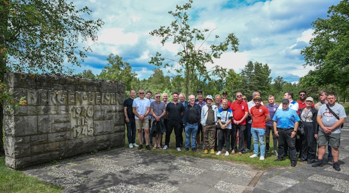 English Football Supporters Together With FA Visit Bergen Belsen During UEFA Euros in Germany