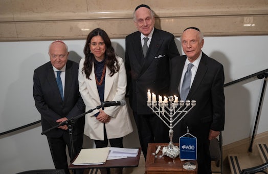 Lighting the Hanukkah candles with the UAE's Ambassador to the UN
