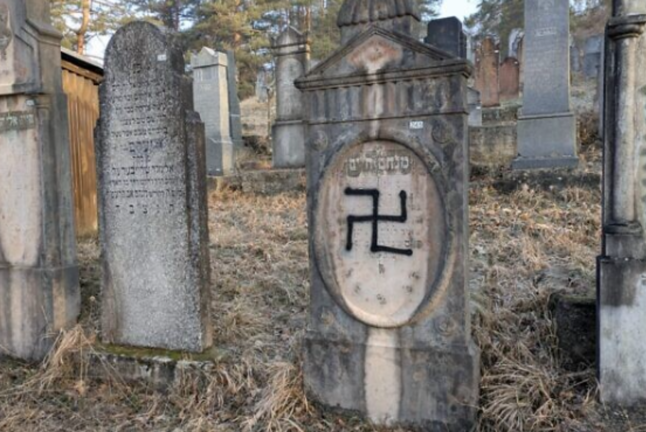 Slovakian Jewish Cemetery Desecrated with Swastikas
