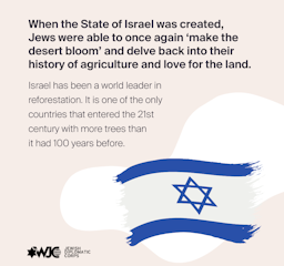 When the State of Israel was created,  Jews were able to once again ‘make the desert bloom’ and delve back into their history of agriculture and love for the land. 