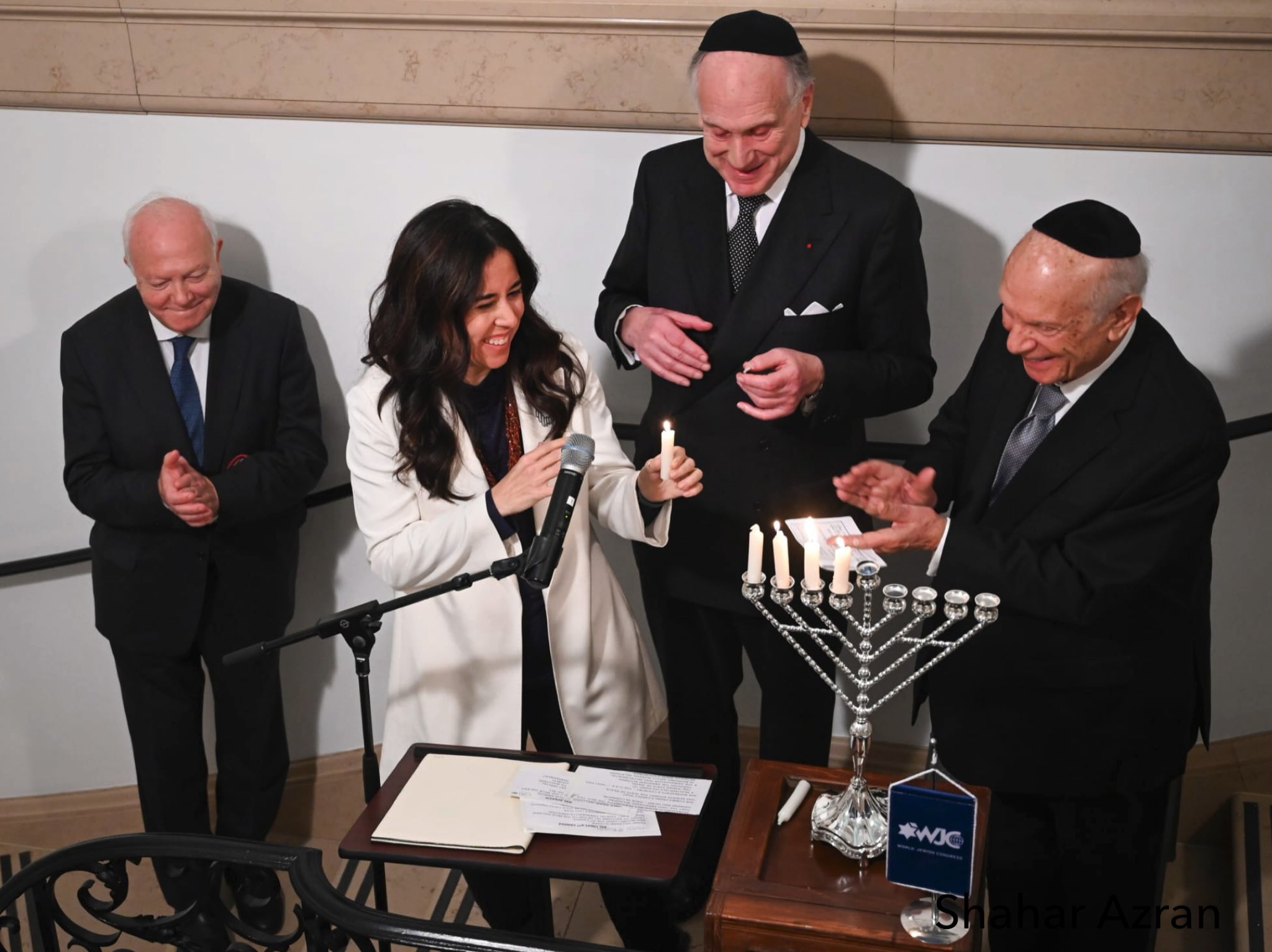 From left to right: High Representative for UNAOC Mr. Miguel Ángel Moratinos, Permanent representative of the UAW to the UN Lana Zaki Nusseibeh, WJC President Ronald S. Lauder, and Honorary WJC Vice President Rabbi Arthur Schneier (c) WJC / Shahar Azran