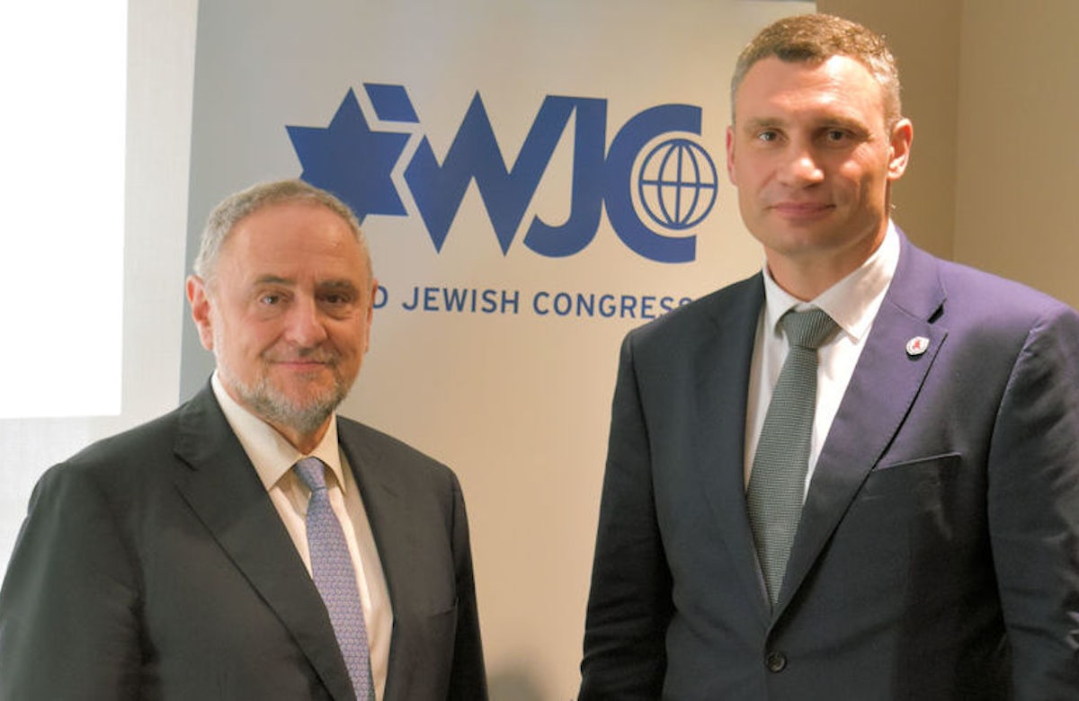Kiev Mayor Vitali Klitschko pays visit to World Jewish Congress office in New York