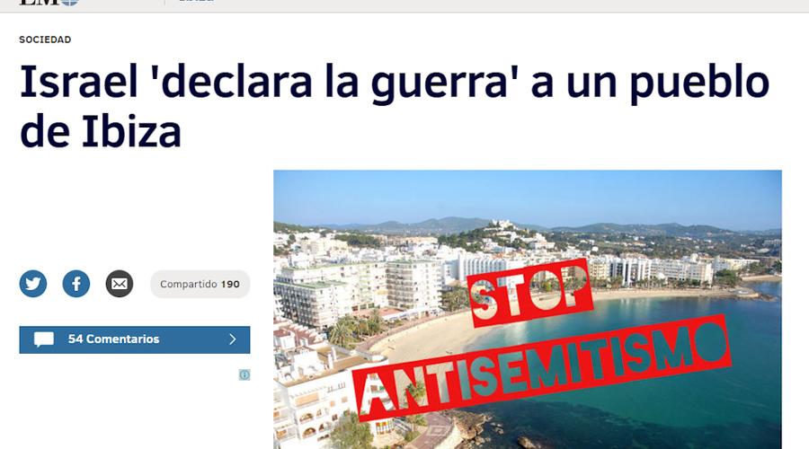 Spanish newspaper claims Israel is 'declaring war' against Ibiza municipality for endorsing BDS