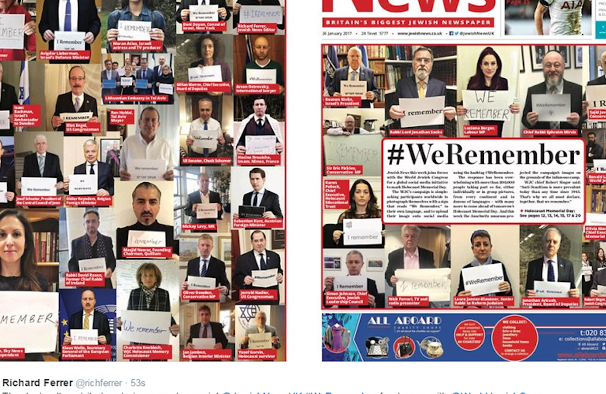 #WeRemember: UK community joins global initiative to recall the Holocaust - Jewish News