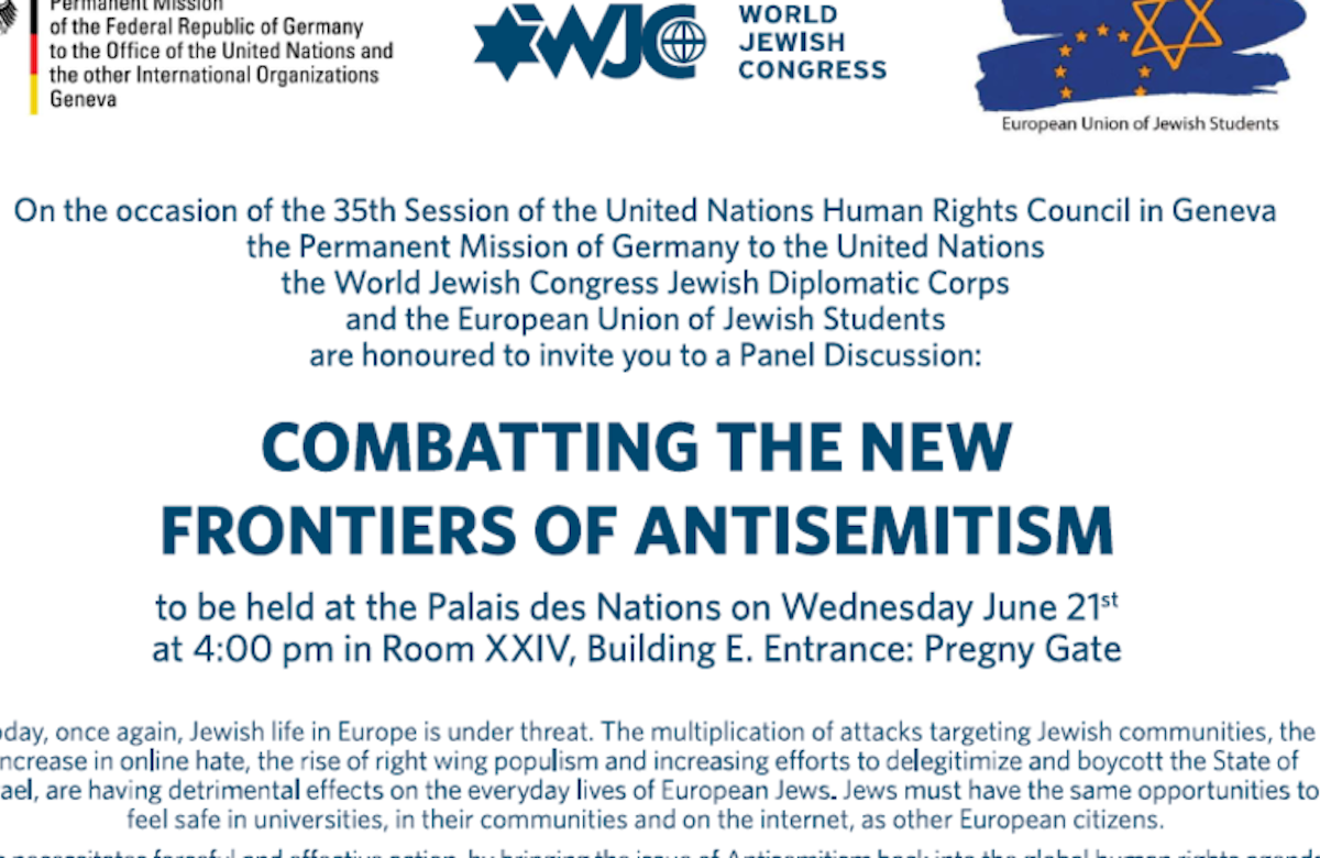 WJC to co-host panel discussion on anti-Semitism on sidelines of UNHRC in Geneva