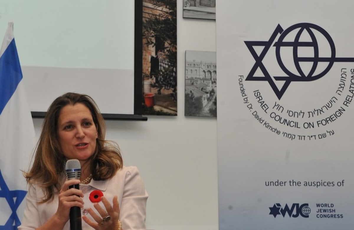 Canadian FM Freeland tells WJC forum: Antisemitism is very real, even in Canada, and we must continue to speak and act against it